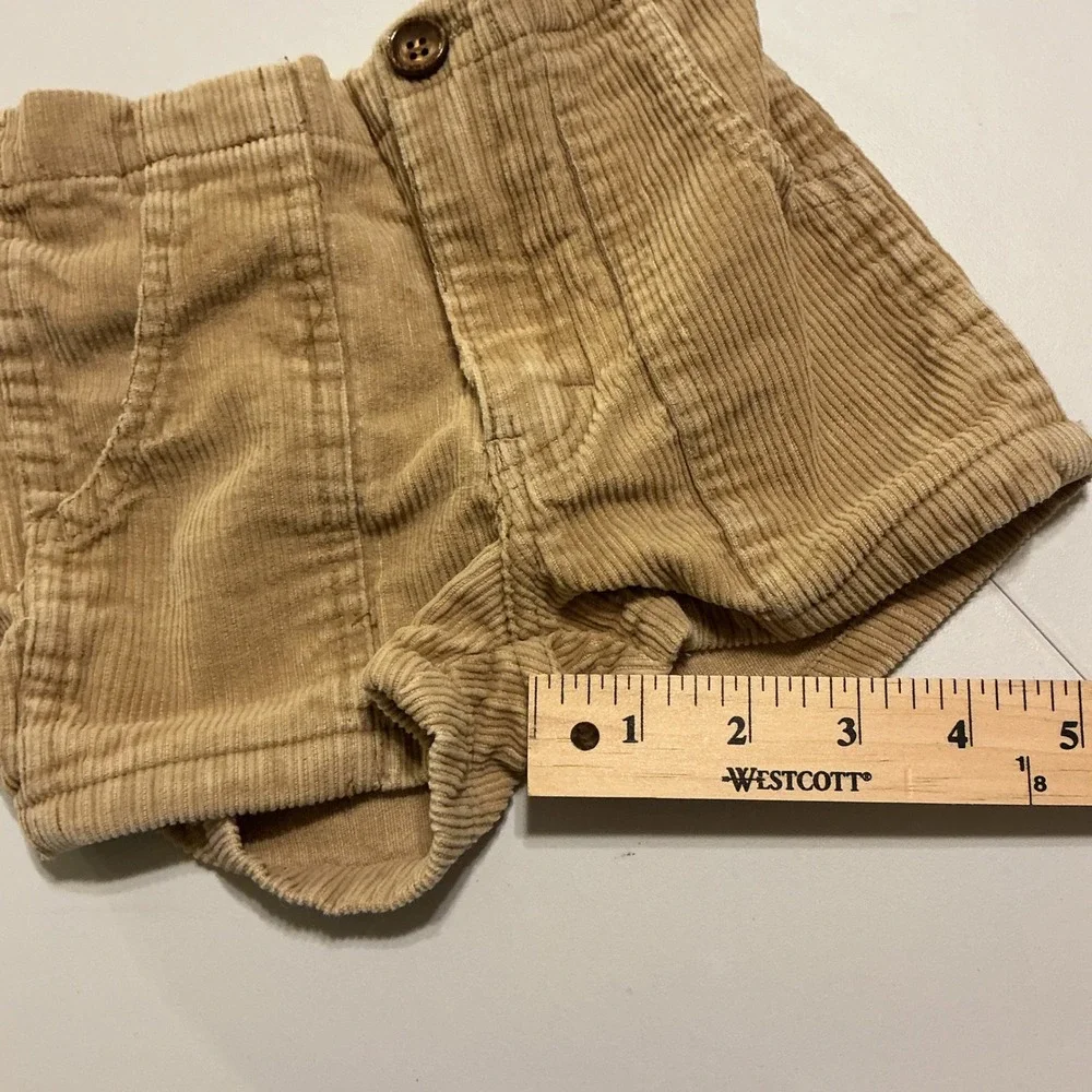 VTG Y2K Weeds Corduroy Shorts‎ Kids Sz 6 Tan Cotton Retro Boho Neutral Earthy